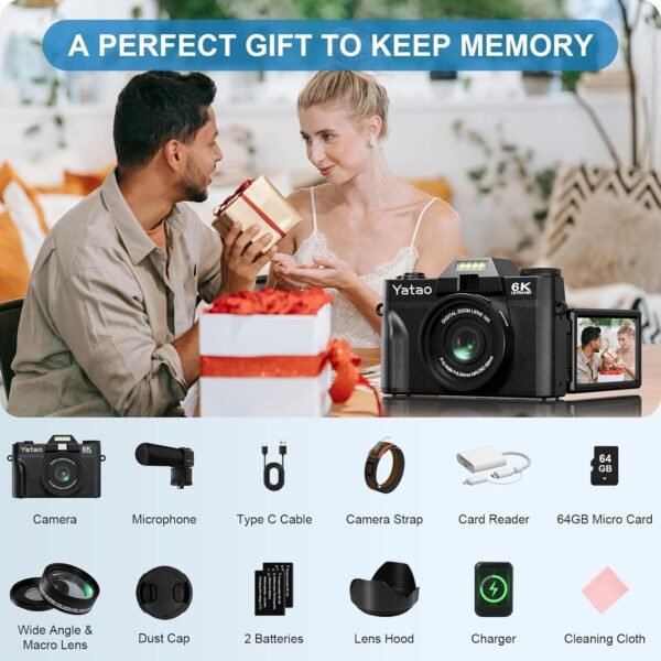 Yatao Digital Cameras for Photography and Vlogging, 6K 64MP ...