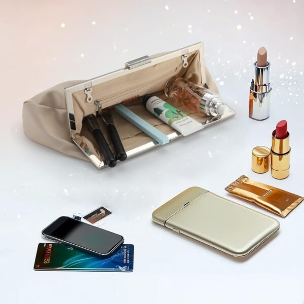 WALLYN'S Elegant Pleated Leather Clutch Purse,Soft Pleated E...