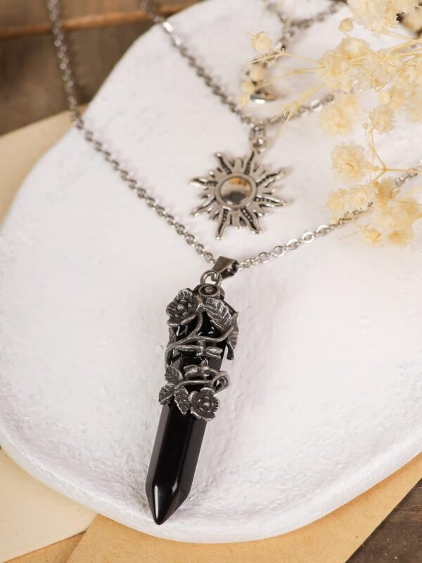 Sacina Gothic Crescent Moon Choker, Moon Sun Star Choker Nec...