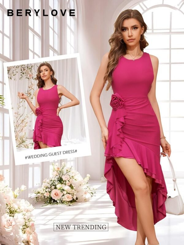 BeryLove Summer Wedding Guest Mesh Dresses Cocktail Formal B...