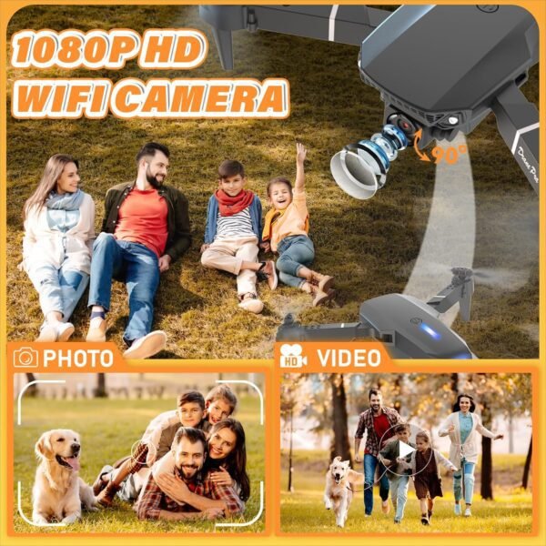 811BBIajeL._AC_SL1500_.jpg Drone with Camera for Kids, Mini Beginner Drones, Foldable RC Quadcopter, One-Click Take Off/Landing, Headless Mode, 360° Flips, 3-Gear Speeds, 90° Adjustable Lens, Toys Gifts for Boys Girls