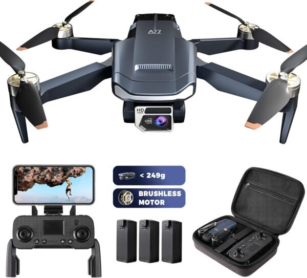 2650 ft Long Range Super Enduring Brushless Motor Drone with 2650 ft Long Range Super Enduring Brushless Motor Drone with 84 Mins Super Long Flight Time, Drone with 4K HD Camera for Beginners, CHUBORY A77 WiFi FPV Quadcopter, Follow Me, Auto Hover, 3 Batteries