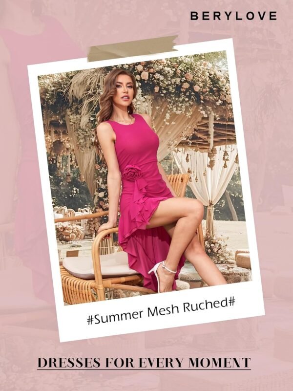 BeryLove Summer Wedding Guest Mesh Dresses Cocktail Formal B...