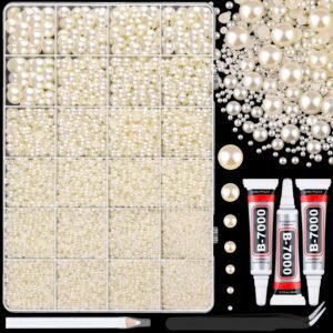 13000Pcs Flatback Pearls for Crafting (Ivory White/Beige), A... 13000Pcs Flatback Pearls for Crafting (Ivory White/Beige), A...