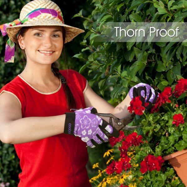 COOLJOB Medium Gardening Work Gloves for Women Ladies, Thorn...