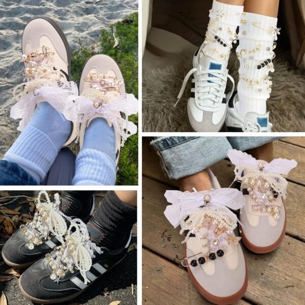 AIERSA Shoes Charms for Sneakers Socks, 43pcs Pearl Shoe Lac...