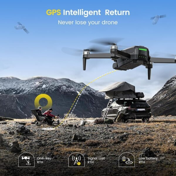 81UE-t71ByL._AC_SL1500_.jpg DEERC D65 2 Axis Mechanical Gimbal EIS GPS Drones with Camera for Adults 4K, 249g Foldable FPV Quadcopter Lightweight Drone with 30FPS Video, Brushless Motor, Follow Me, Auto Return, Wind Resistance