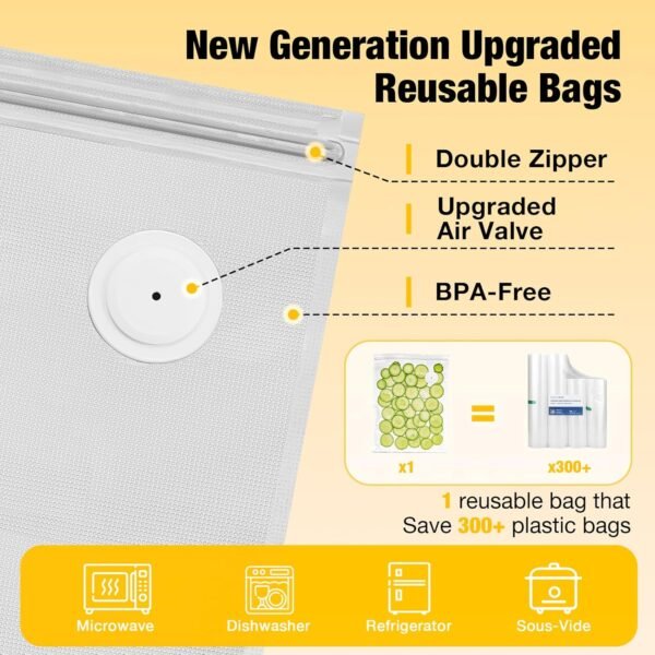 OneTouch Handheld Vacuum Sealer with 25 Reusable Vacuum Bags...