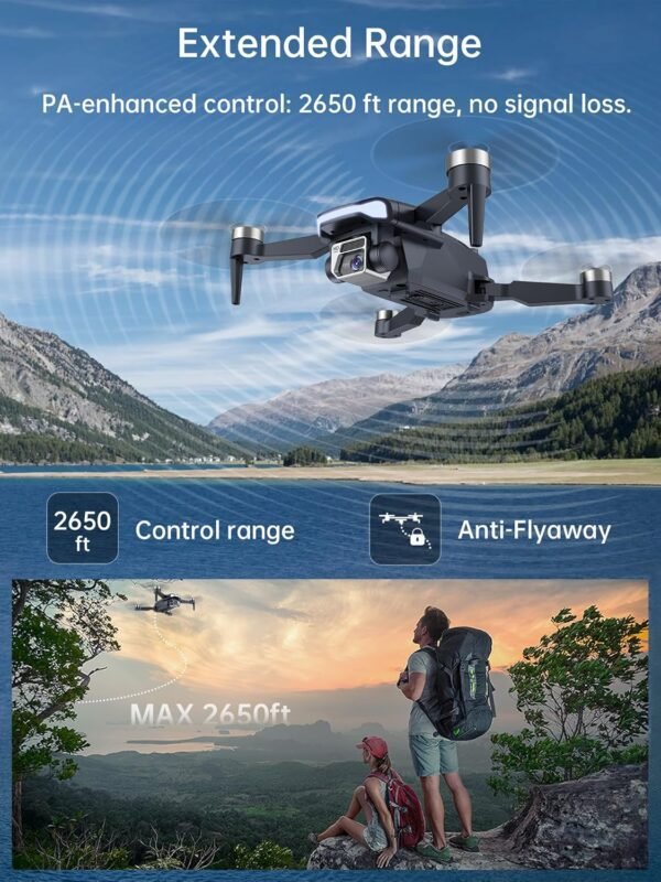 81ZMlbEHxAL._AC_SL1500_.jpg 2650 ft Long Range Super Enduring Brushless Motor Drone with 84 Mins Super Long Flight Time, Drone with 4K HD Camera for Beginners, CHUBORY A77 WiFi FPV Quadcopter, Follow Me, Auto Hover, 3 Batteries