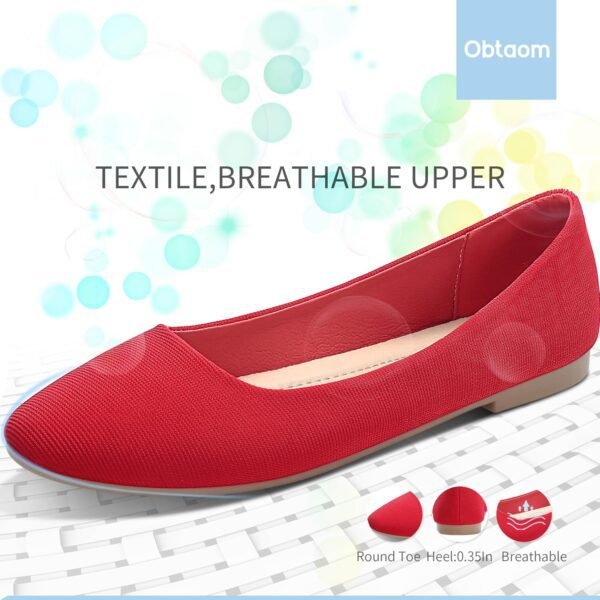 Obtaom Round Toe Women Flat Shoes Slip on Girls Dress Black ...