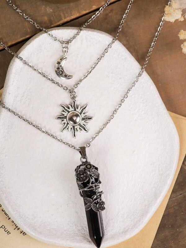 Sacina Gothic Crescent Moon Choker, Moon Sun Star Choker Nec...