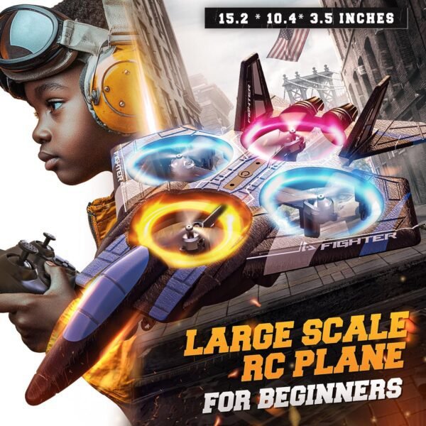 81iMGSbEMoL._AC_SL1500_.jpg BEZGAR Brushless Drones for Kids | 2.4GHZ RC Plane with Camera, 6-axis Gyro Remote Control Airplane, 360° Flip Fighter Jet Toy, Toys for ages 8-13 with Colorful LED Navigation Lights Blue