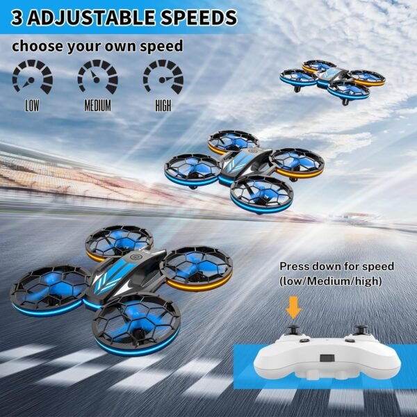 81kNXi7C7DL._AC_SL1500_.jpg Mini Drones for Kids - RC Drone with Auto Hovering and Headless Mode, Quadcopter with LED Light, Propeller Full Protect, 3D Flips, 3 Batteries, Remote Control, Best Toys Gifts