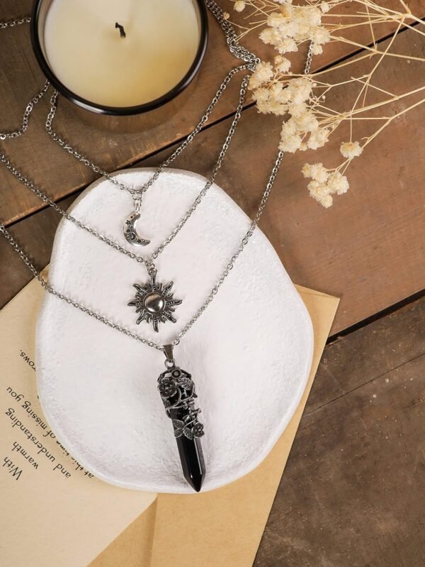 Sacina Gothic Crescent Moon Choker, Moon Sun Star Choker Nec...