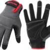 DULFINE Flex Grip Mechanic Work Gloves for Men,Black and Red...