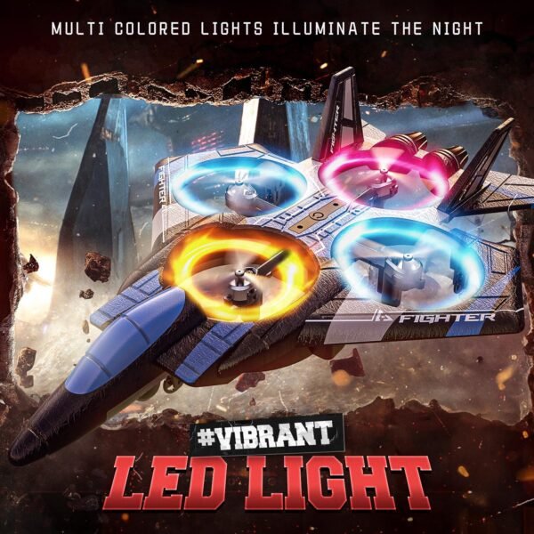 81paJkjZEUL._AC_SL1500_.jpg BEZGAR Brushless Drones for Kids | 2.4GHZ RC Plane with Camera, 6-axis Gyro Remote Control Airplane, 360° Flip Fighter Jet Toy, Toys for ages 8-13 with Colorful LED Navigation Lights Blue