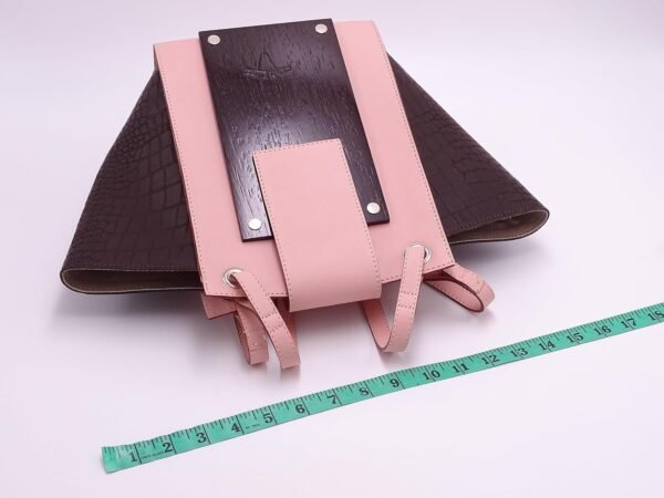Handmade Shoulder Bag – Pink & Brown Italian Leather with Wo...