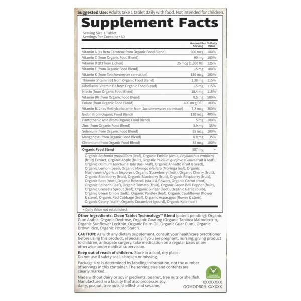 Garden of Life Organics Men's Once Daily Whole Food Multivit...