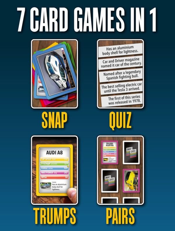 SMART CARDS Cars Card Games - Matching Pairs, Snap, Trumps, ...