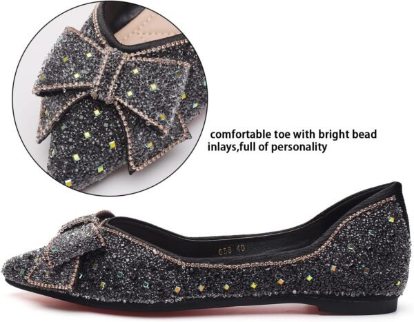Women's Pointed Rhinestone Flat Shoes Glitter Flowers Weddin...