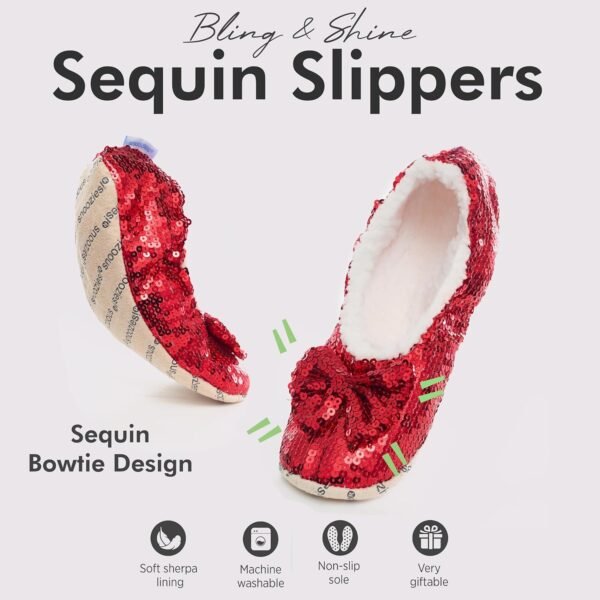 Snoozies Ballerina Bling Metallic Shine Women Slippers | Seq...
