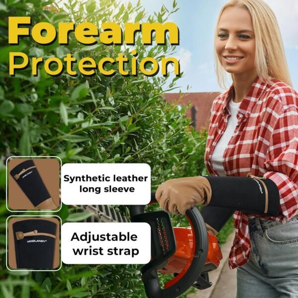 HANDLANDY Long Gardening Gloves for Men & Women, Cowhide Lea...