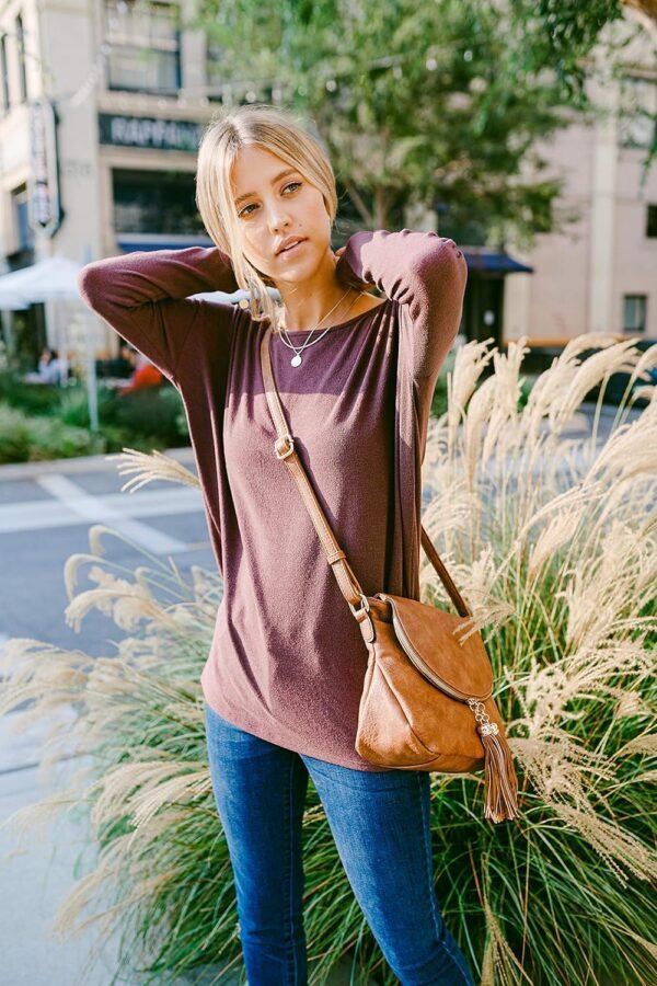 Tassel Accent Crossbody Bag with Flap Top (White)