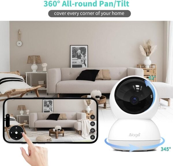Alaga Indoor Security Camera,3K 5G and 2.4G WiFi, 360° Pan/T...