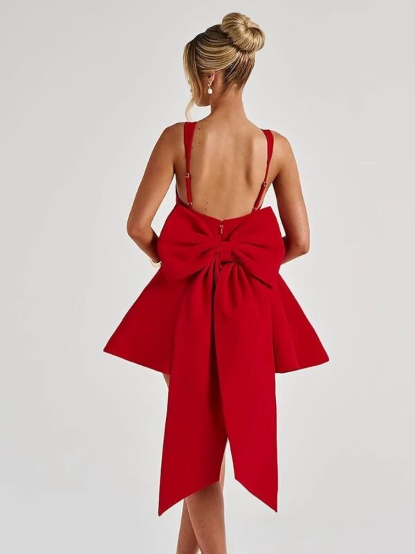 Short Satin Homecoming Dresses with Bow A Line Corset Open B...