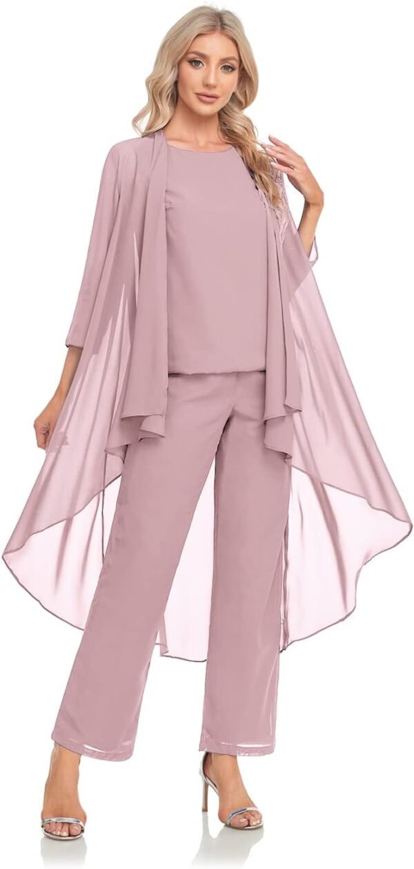 Women's 3 Pieces Chiffon Mother of The Bride Dress with Jack...