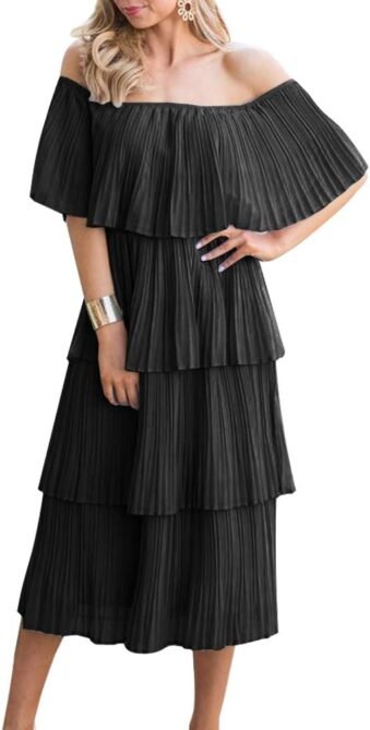 ETCYY Women's Off The Shoulder Ruffles Summer Wedding Guest ...