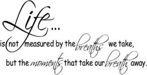 Life is not Measured by The Breaths we take, but Life is not Measured by The Breaths we take, but The Moments...