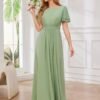 Chiffon Bridesmaid Dresses with Sleeves Modest Mother of The...