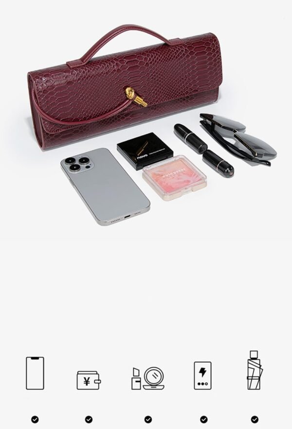 Womens Fashion Leather Clutch Bag Crocodile Print Evening Ha...