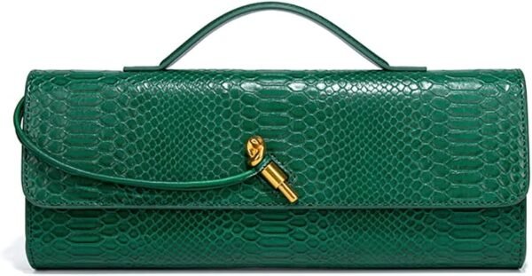 Womens Fashion Leather Clutch Bag Crocodile Print Evening Ha...