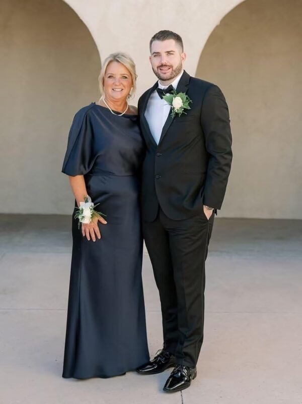 One Shoulder Mother of The Bride Dress Ruched Long Satin Bri...