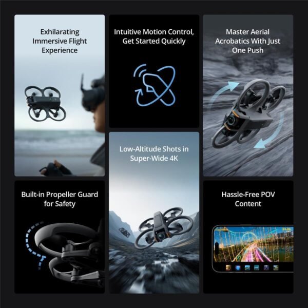 61FG1fduKrL._AC_SL1200_.jpg DJI Avata 2 Fly More Combo (1 Battery), FPV Drone with Camera 4K, Built-in Propeller Guard, Easy Flip/Roll, Goggles 3 and RC Motion 3 Included, POV Content Camera Drone, Black + SD Card & Landing pad