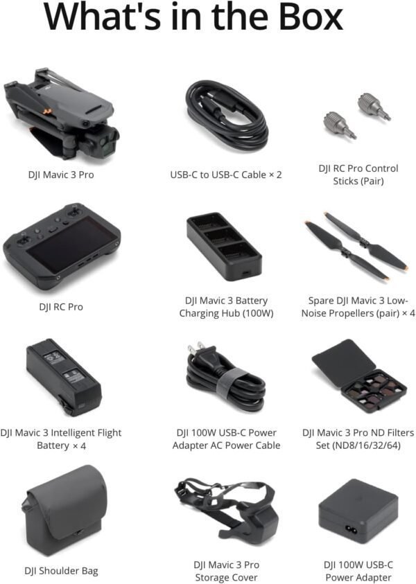 DJI Mavic 3 Pro Drone Quadcopter with RC Pro Remote (High-Bright Screen) Fly More Combo 4/3 CMOS Hasselblad Camera, 43Min Flight Time, 4 Batteries, Filters Bundle with Deco Gear Backpack& Accessories