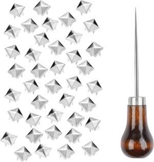 TUZAZO 500 Pieces 10 mm Square Pyramid Studs for Clothing TUZAZO 500 Pieces 10 mm Square Pyramid Studs for Clothing Ba...