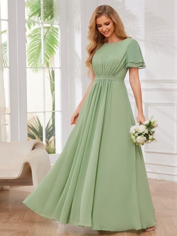 Chiffon Bridesmaid Dresses with Sleeves Modest Mother of The...
