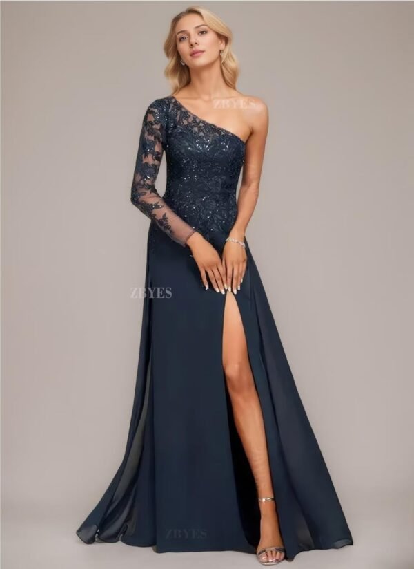 One Shoulder Mother of The Bride Dresses for Wedding Chiffon...