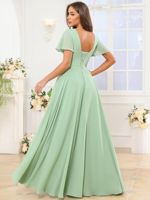 TORYEMY Womens Chiffon Bridesmaid Dresses with Sleeves Slit ...