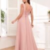 TORYEMY Chiffon Bridesmaid Dresses Long V Neck with Slit Ruf...