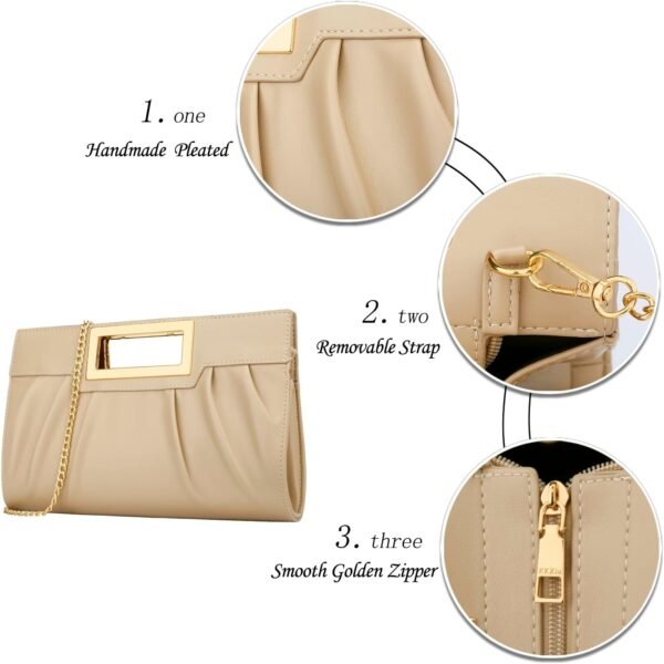 KKXIU Women Clutch Purse Elegant Pleated Evening Bag for Wed...