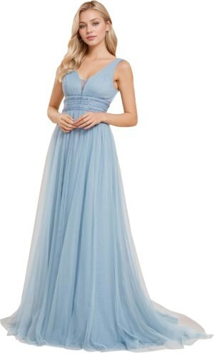Ever-Pretty Women's Sleeveless Tulle Prom Dresses A-Line Lon... Ever-Pretty Women's Sleeveless Tulle Prom Dresses A-Line Lon...