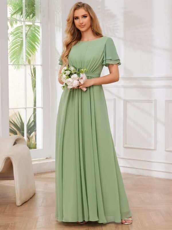 Chiffon Bridesmaid Dresses with Sleeves Modest Mother of The...
