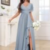 TORYEMY Womens Chiffon Bridesmaid Dresses with Sleeves Slit ...