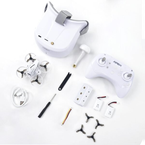 61pt7lYiPKL._AC_SL1500_.jpg APEX VR70 FPV Drone Kit, First-Person View with Goggles, Brushed Racing for Beginners Super-Wide 120° FPV, Low-Latency 5.8G Transmission, Drop-resistant, Suitable Novice Practice Drones