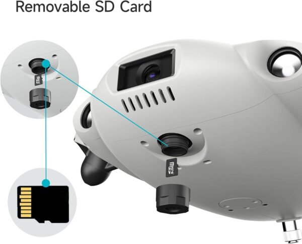 FIFISH V-EVO 4K60FPS Underwater Drone with Robotic Arm, with Removable SD Card, QYSEA AI Vision Lock 360° Omnidirectional Movement Underwater ROV with Depth Hold, Portable Robot with VR Control