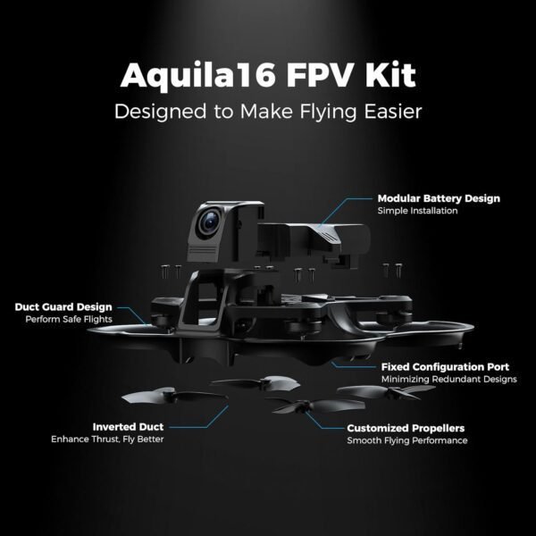 BETAFPV Aquila16 FPV Kit with LiteRadio 2 SE Transmitter for Simulator, VR03 Goggles with DVR Recording Function, 3 Flight Modes, Supported 1S RTF Kit for FPV Beginner to Fly Indoor & Outdoor ELRS V3